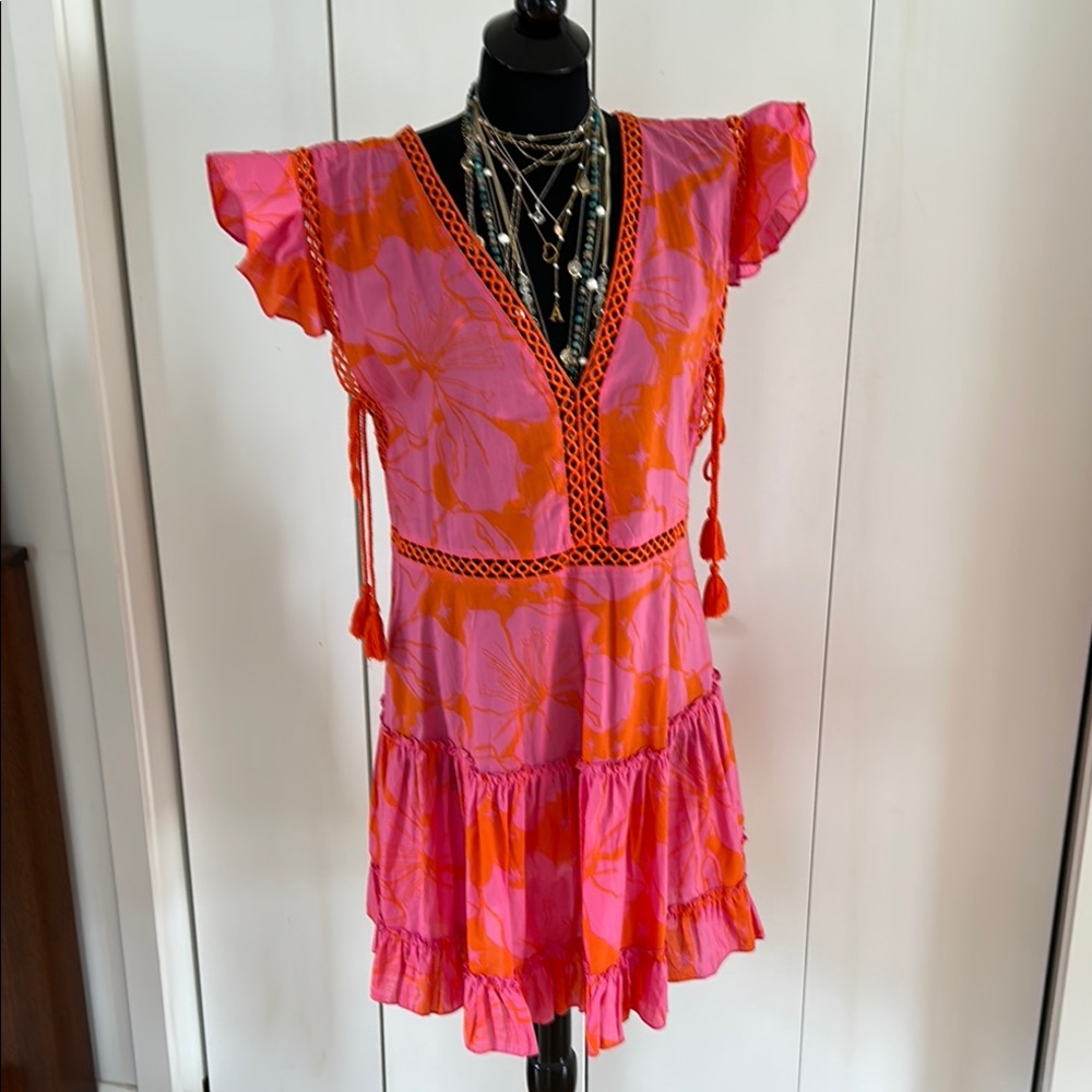 Chic Pink and Orange Dress with Tassels